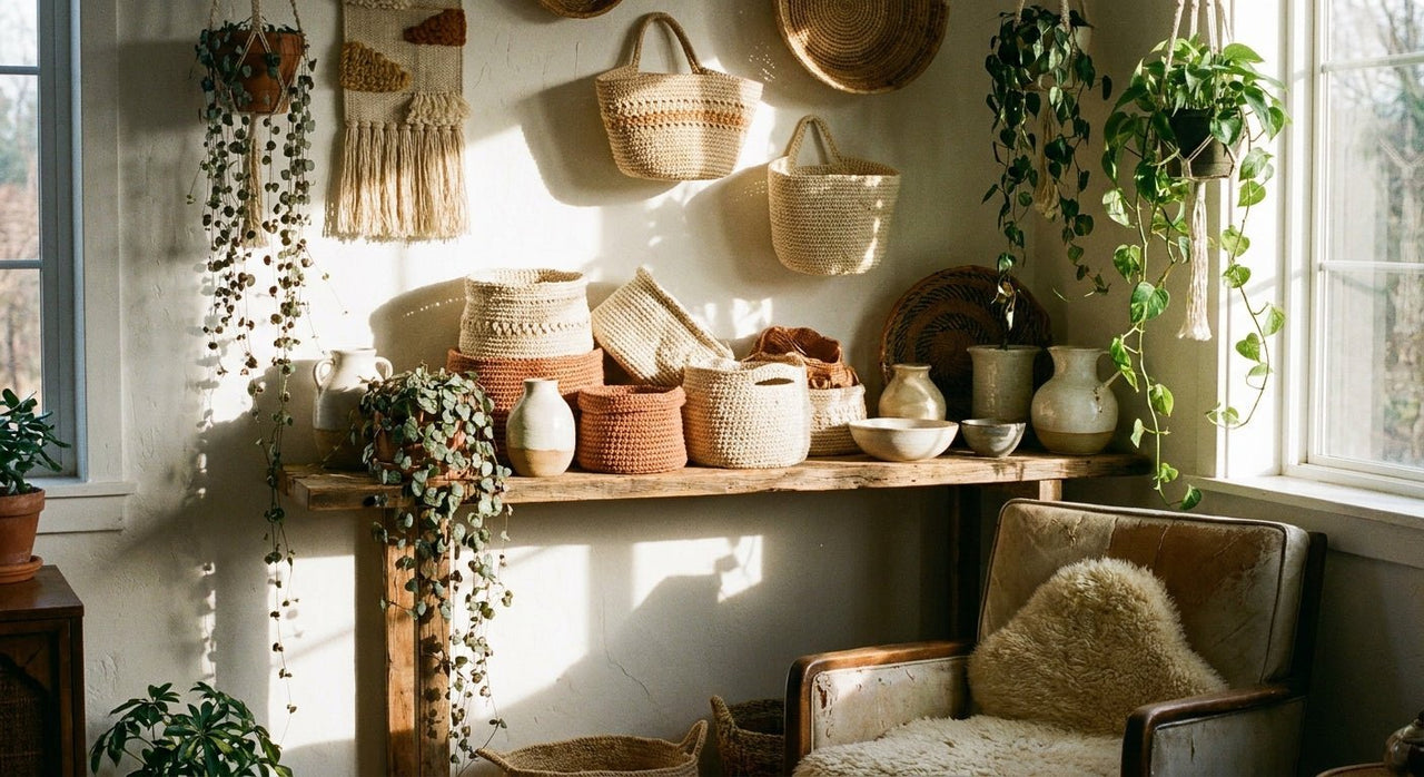 8 Beautiful Ways to Display Handmade Baskets at Home - Stitched Creations