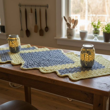 Table runner or dresser runner with two tea light candles - Stitched Creations