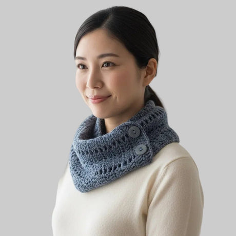 Handmade infinity scarf with buttons - Stitched Creations