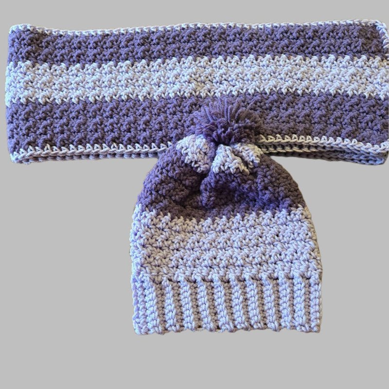 Handmade Crochet Winter Hat and Scarf Set - Stitched Creations