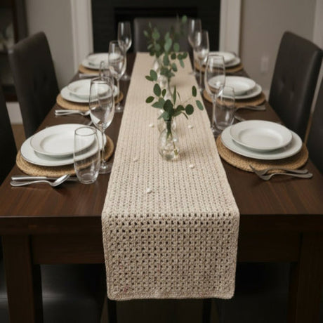 Table runner handmade with 100% cotton yarn - Stitched Creations