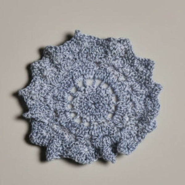 Vintage Doily blue with white specs - Stitched Creations