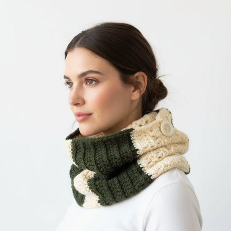 Cowl Scarf with button adult size - Stitched Creations