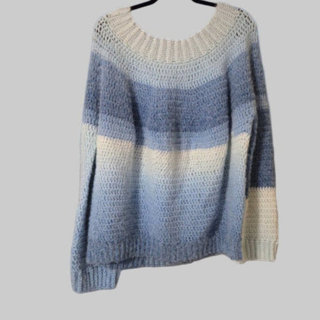 Handmade sweaters pull over color in blues - Stitched Creations