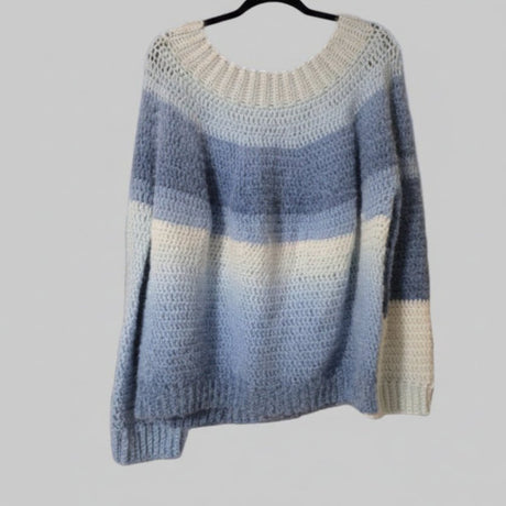 Handmade sweaters pull over color in blues - Stitched Creations