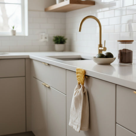 Decorative towel holder with two rings - Stitched Creations
