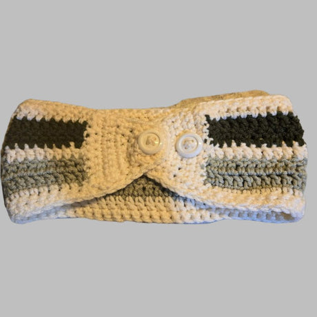 Adjustable winter head band with buttons - Stitched Creations