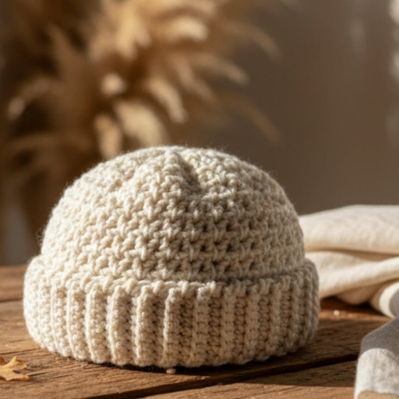 Winter hat handmade tan - Stitched Creations