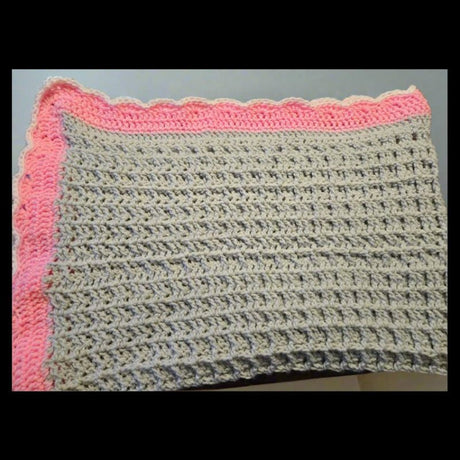 Baby blanket handmade/crib blanket pink and gray - Stitched Creations