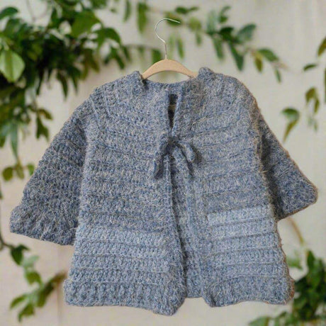Handmade baby sweater multi - colored blues - Stitched Creations