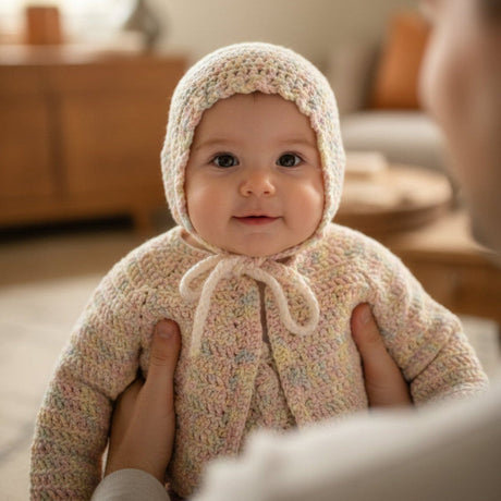 Baby sweater and baby bonnet - Stitched Creations