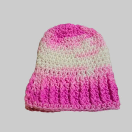 Newborn hat pink and white - Stitched Creations