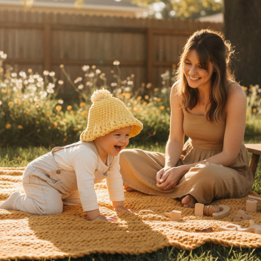 Toddler yellow hat - Stitched Creations