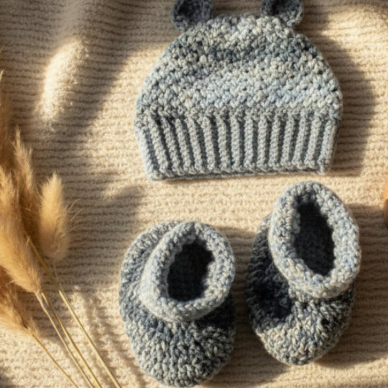 Cute Baby Hat with ears and booties - Stitched Creations