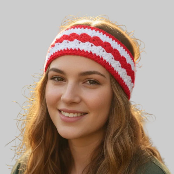 Winter head bands red and white - Stitched Creations