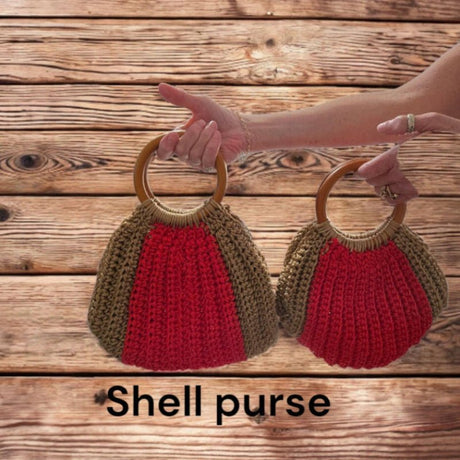 Eco Chic Cord Yarn Purse - Handcrafted Macrame Clutch with Wooden Handles - Stitched Creations