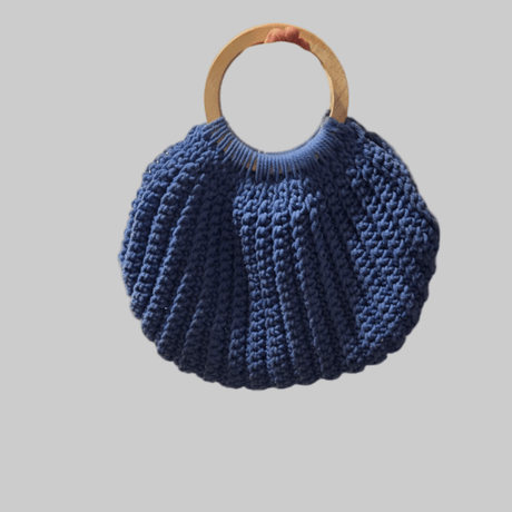 Blue Shell Purse - Handmade Crochet Handbag - Stitched Creations