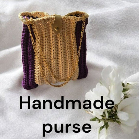 Designer Purse with Chain Straps - Handmade Crochet Handbag - Stitched Creations