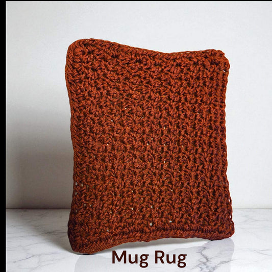 Maroon cozy home decor mug rug for coffee or tea cups, handmade and machine washable