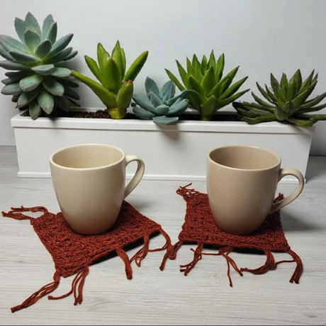 Maroon Handmade Mug Rugs - Stitched Creations