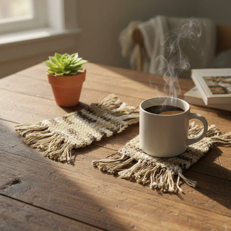 Crocheted set of two mug rugs - Stitched Creations