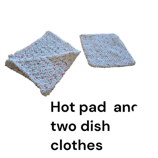 Christmas hot pad and two dish cloths 100% cotton eco-friendly kitchen gift set