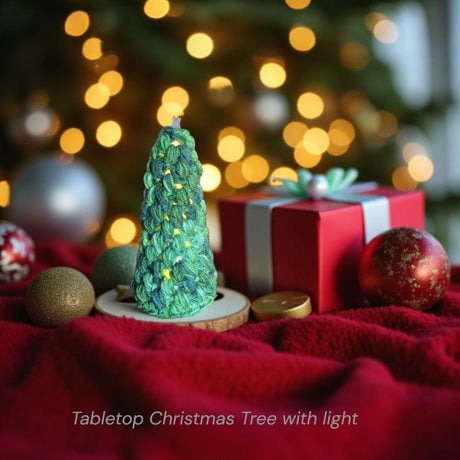 Table to Christmas tree with twinkle lights - Stitched Creations