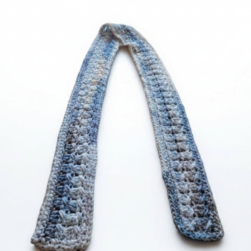 Handmade Decorative Scarf - Blue Gray Crochet - Stitched Creations