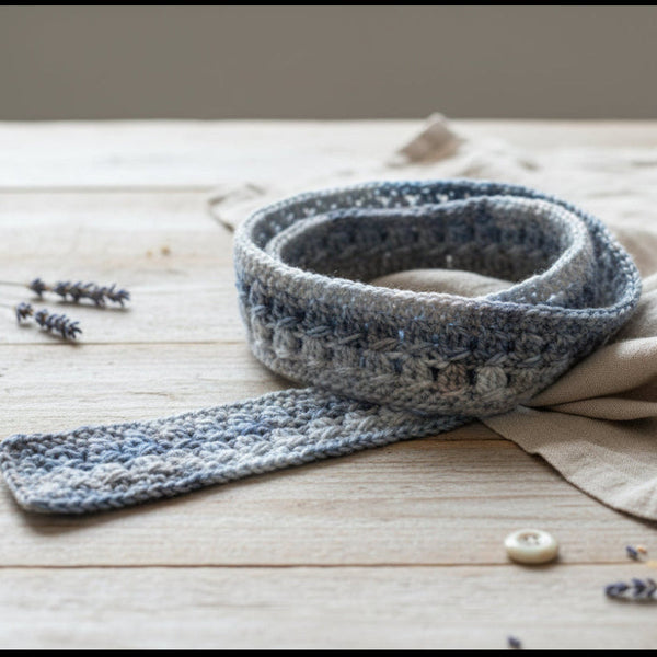 Handmade Decorative Scarf - Blue Gray Crochet - Stitched Creations