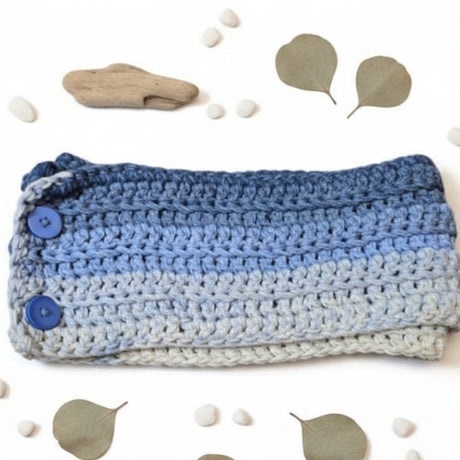 Chunky Knit Infinity Scarf with Buttons - Handmade Crochet Circle Scarf 64 Inch - Stitched Creations