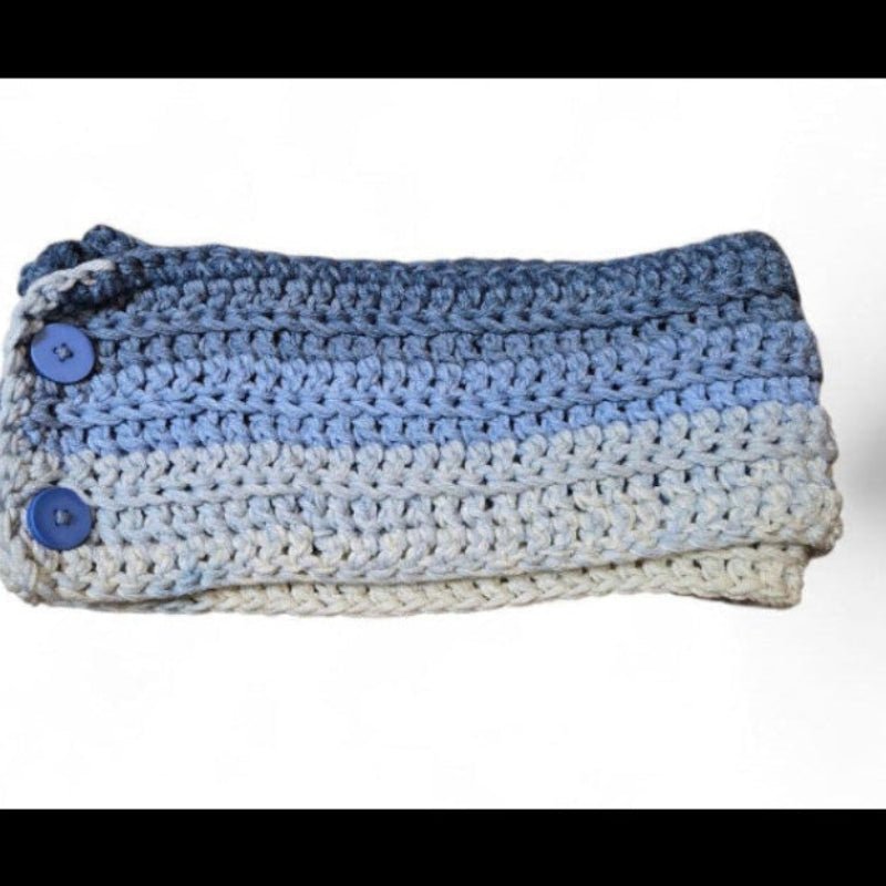 Handmade Chunky Crochet Infinity Scarf with Buttons, 64 Inch - Stitched Creations