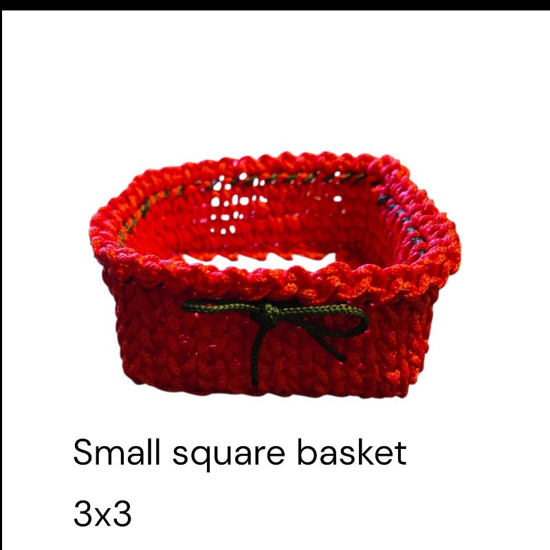 Set of 2 Handmade Square Macrame Baskets Storage Organizers - Stitched Creations