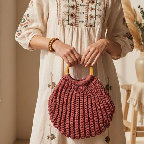 Handmade shell purse in different color options - Stitched Creations