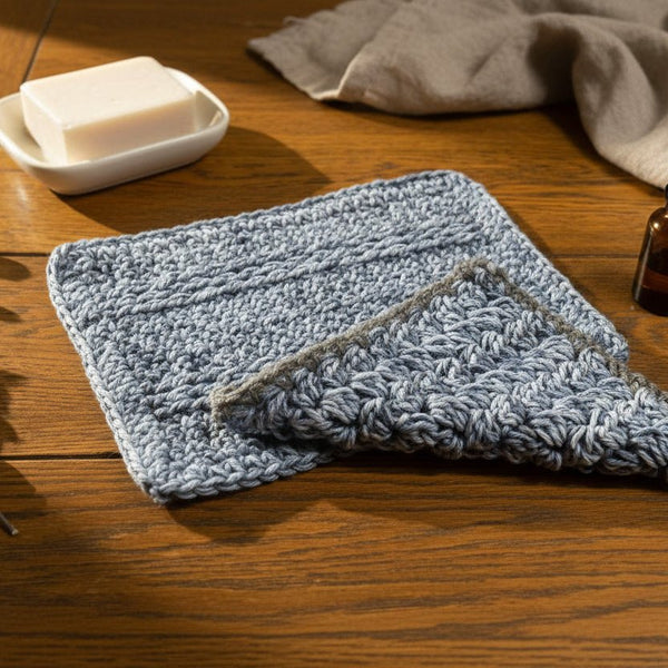 Handmade Cotton Dish Cloths Set of 2 - Reusable Kitchen Towels Blue - Stitched Creations