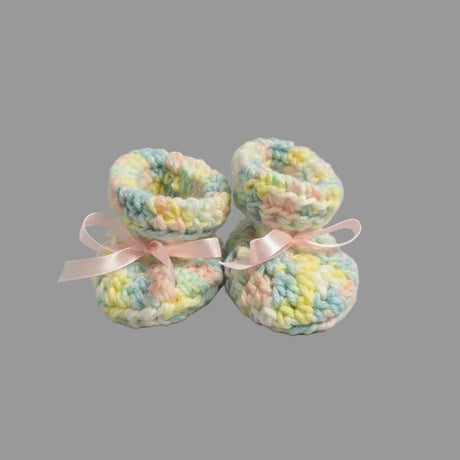 Elegant Newborn Gift Basket with Handmade Booties and Macramé Decor - Stitched Creations