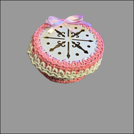 Elegant Newborn Gift Basket with Handmade Booties and Macramé Decor - Stitched Creations