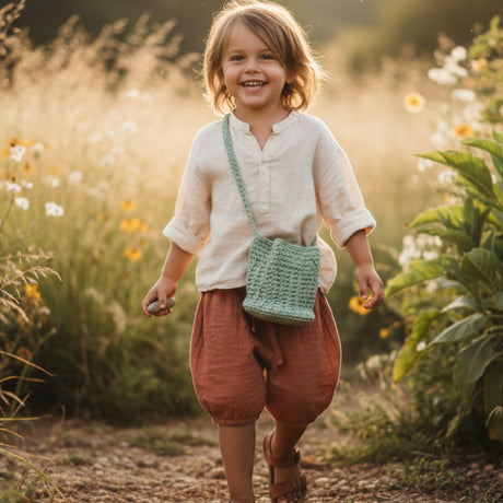 Childs macrame bucket purse - Stitched Creations