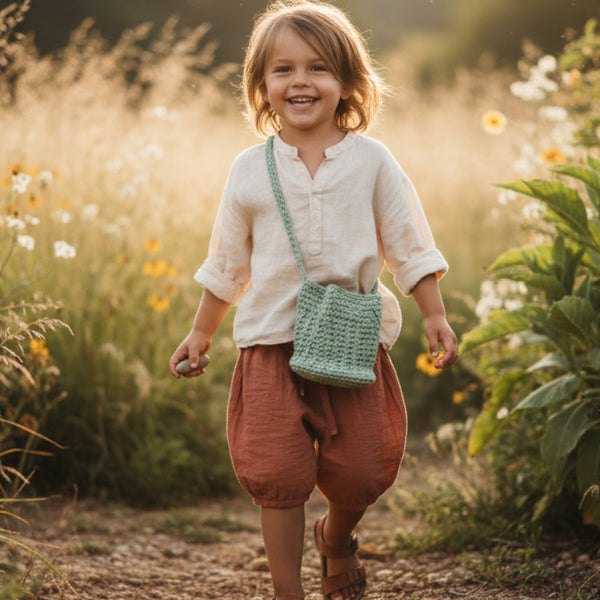 Childs macrame bucket purse - Stitched Creations