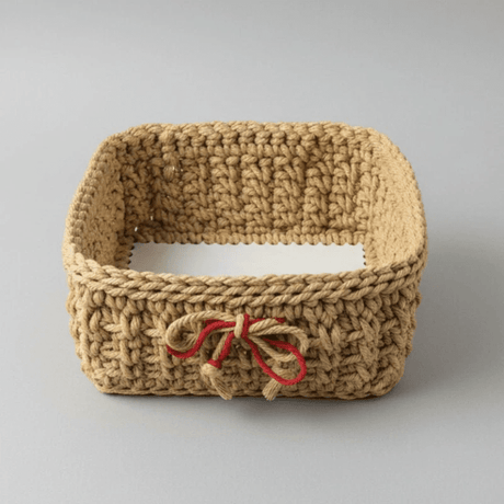 boho square handmade basket 9.5 x 9.5 - Stitched Creations