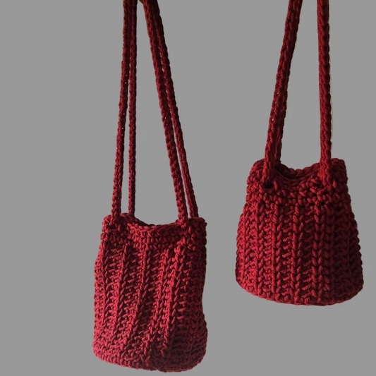 Matching Macrame Bucket purse set - Mom & Child - Stitched Creations