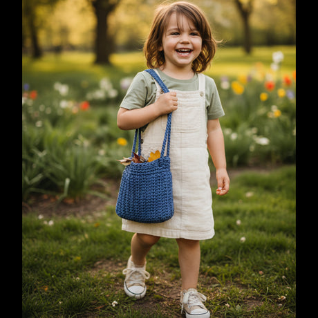 Childs macrame bucket purse - Stitched Creations
