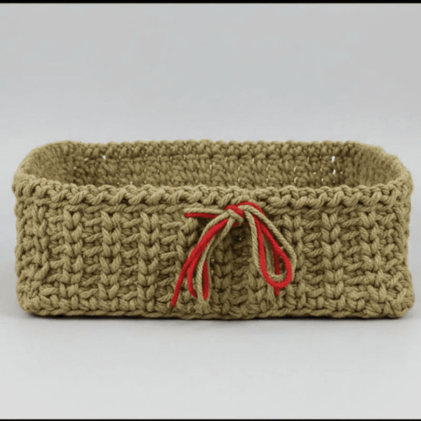 boho square handmade basket 9.5 x 9.5 - Stitched Creations