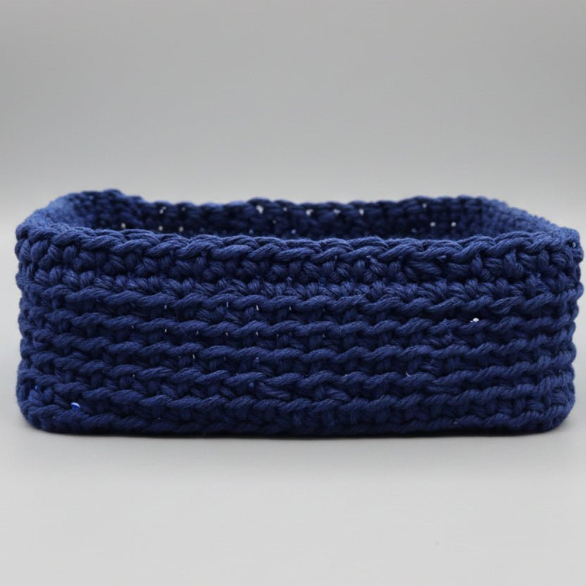 Handmade Macrame Storage Basket | Boho Square Organizer 7.5" x 7.5." - Stitched Creations