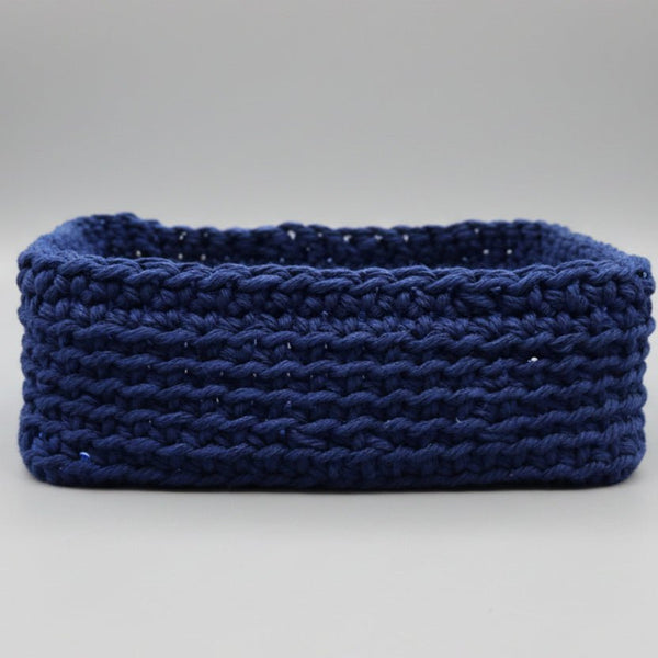 Handmade Macrame Storage Basket | Boho Square Organizer 7.5" x 7.5." - Stitched Creations