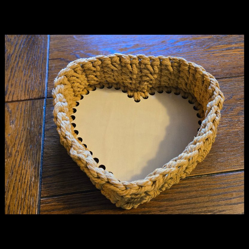 Handmade Heart-Shaped Macrame Basket - Stitched Creations
