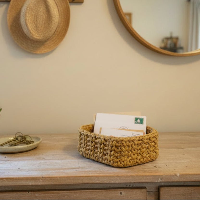 Handmade Heart-Shaped Macrame Basket - Stitched Creations