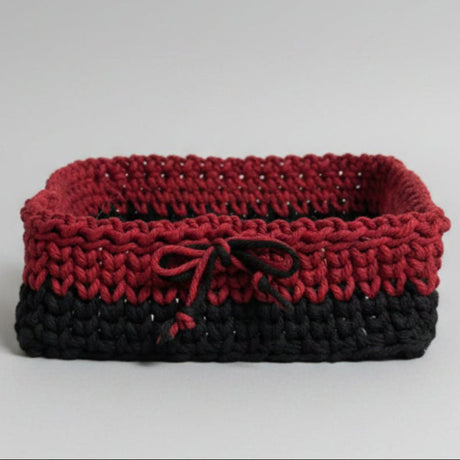 Handmade Crochet Square Storage Basket - 7.5" x 7.5" x 3.5"