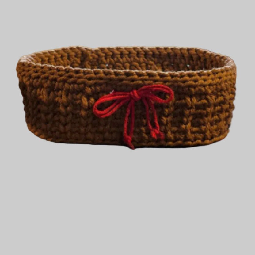 Oval Shaped Handmade Crocheted Basket - Stitched Creations
