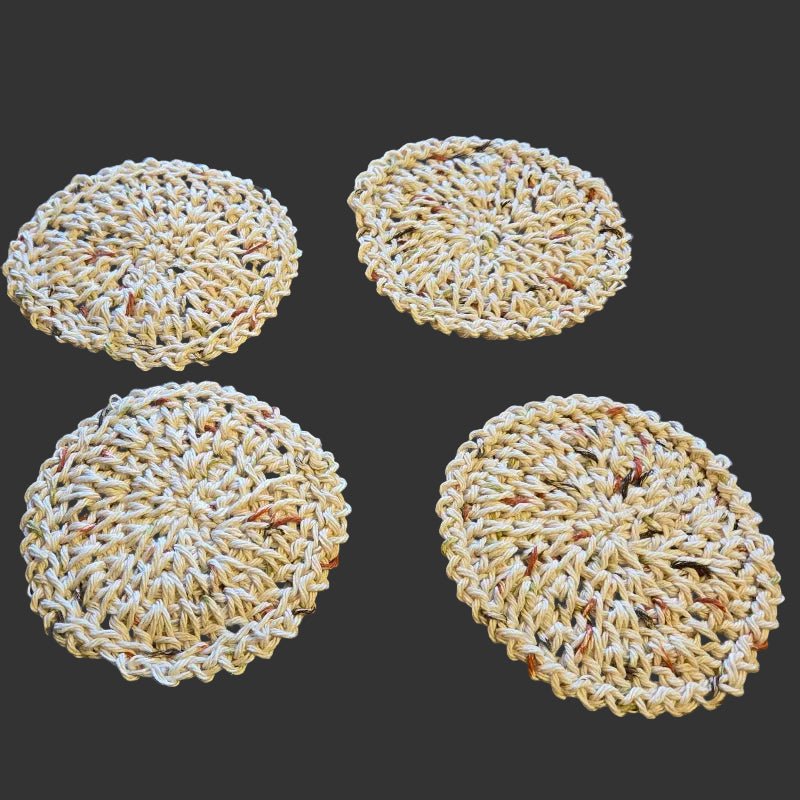 Handmade Cotton Coaster Set with Macramé Basket - Stitched Creations