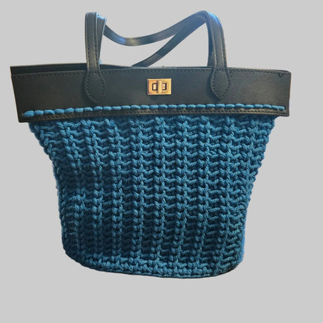 Macrame Purse 11x 12 with Shoulder Strap - Stitched Creations